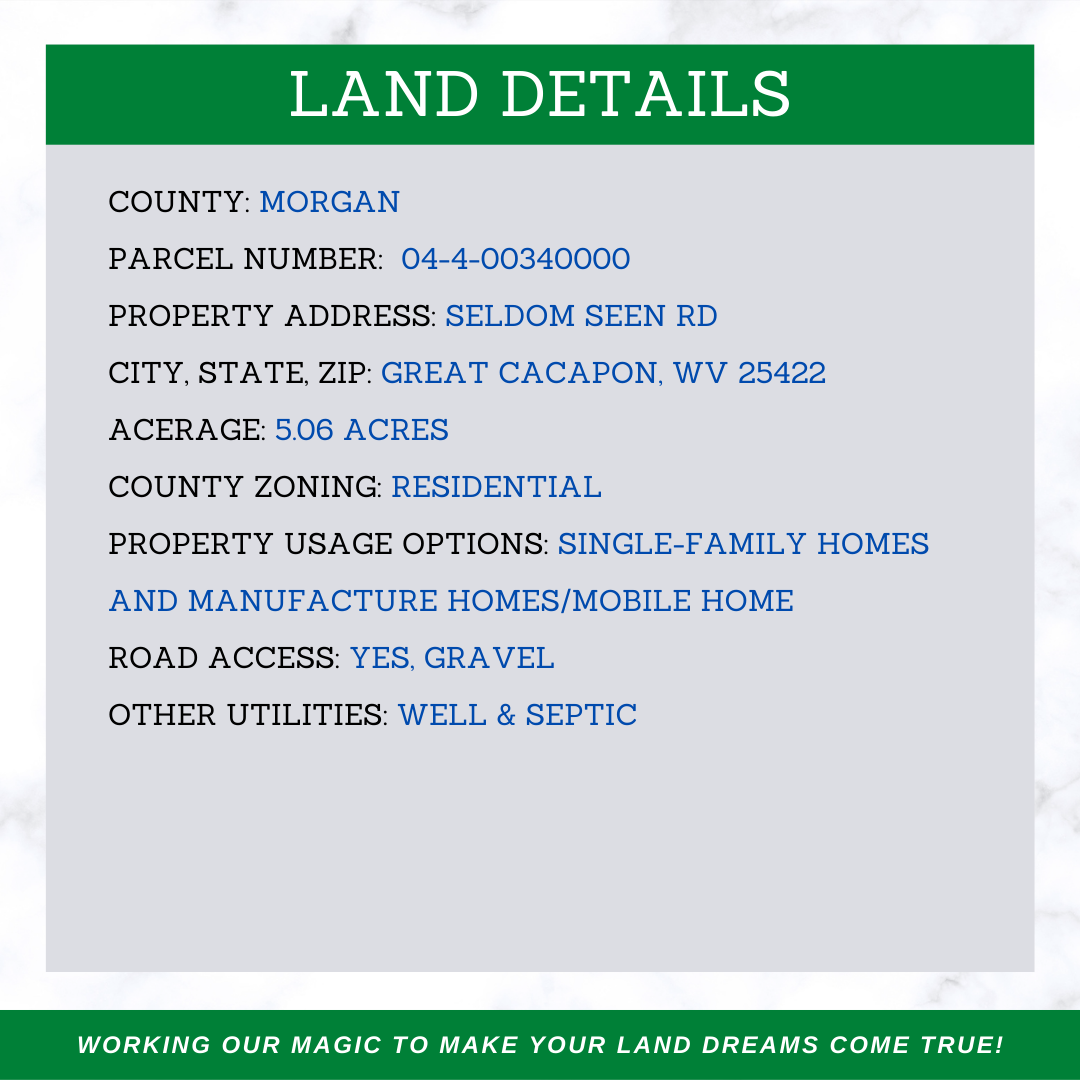 5 unrestricted acres waiting for you in Almost Heaven West Virginia!