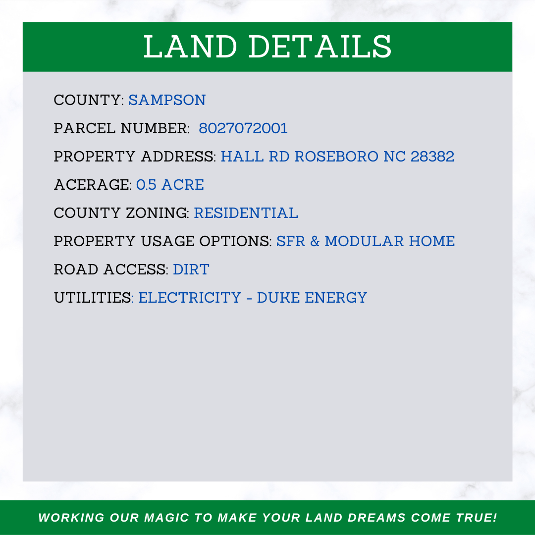 Vacant Land for Sale in Roseboro NC, Perfect for Building Your Dream